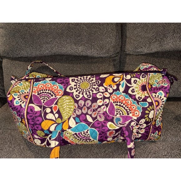 Vera Bradley Large Duffel Bag in Plum Crazy Pattern Zippered 24 Inches Long - Picture 1 of 7